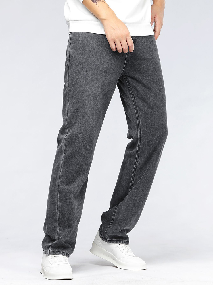 Men'S Fashion Grey Jeans - Herren Koreanische Mode Baggy Jeans Klassische