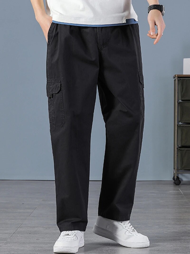 Cargo Jogger Pants - Männer 100% Baumwolle gerade schwarze Jogger