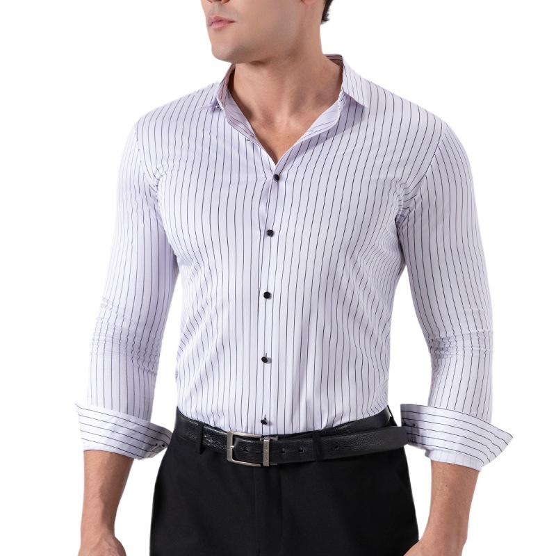 Mens Fashion Dress Shirts - Retro Gestreifte Knitterfreie Stretch-Hemden für Herren