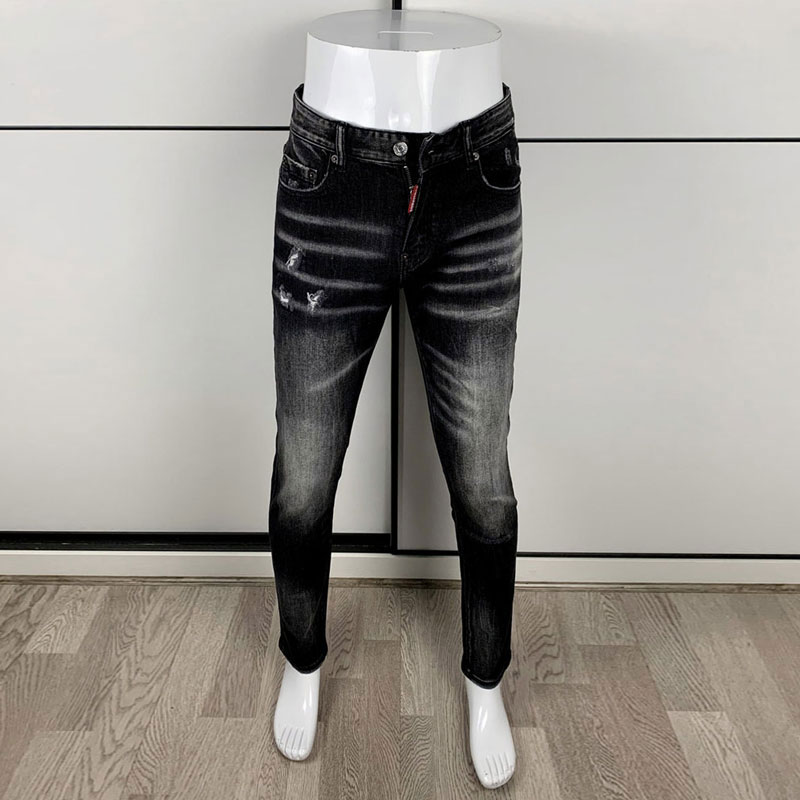 Men'S Fashion Grey Jeans - Street Fashion männer Enge Schwarz Grau