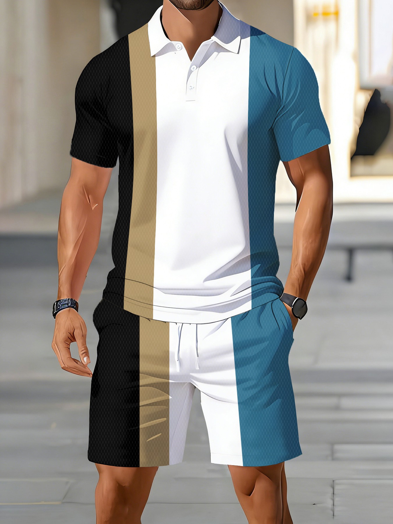 Men'S Fashion Polo - 2026 Sommer Neues Herren-Polo-Shirt-Set – Lässige