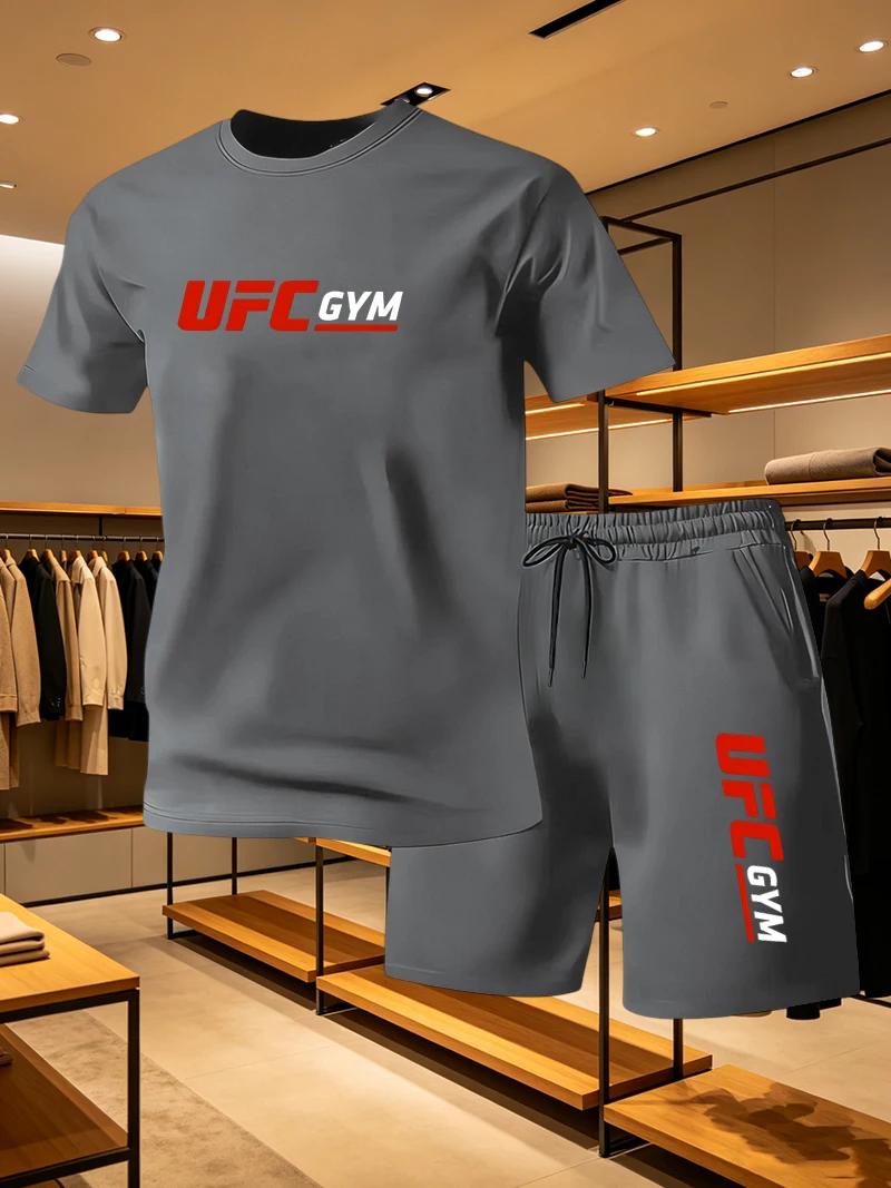 Mens Fashion Ideas - Herren Mode T-Shirt Shorts UFC Freizeit-Set