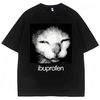 Men'S Fashion Oversized T Shirt - 2026 Vintage Lustige Ibuprofen-Katzen-Meme Grafik-T-Shirts für