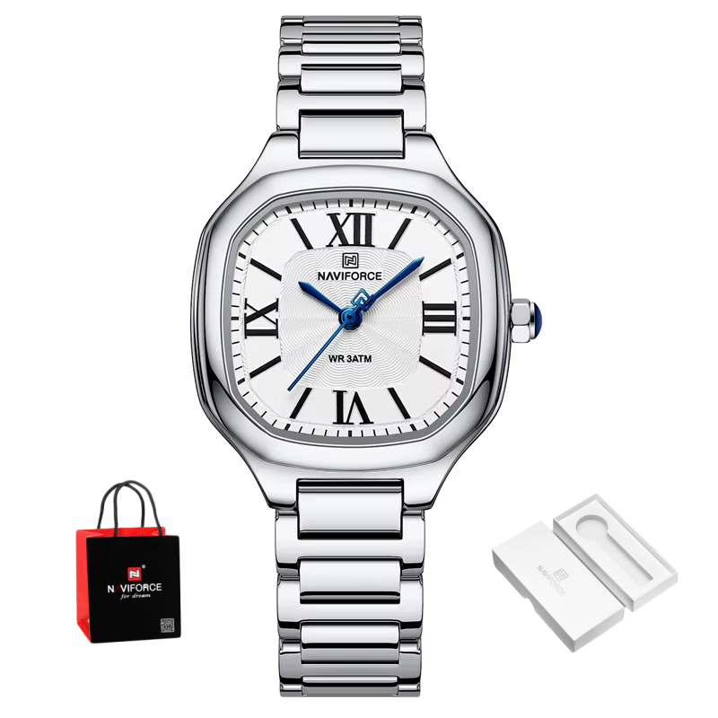 Fashion Mens Watches - NAVIFORCE Marken-Quarzuhr für Damen, hochwertig, Edelstahlarmband,