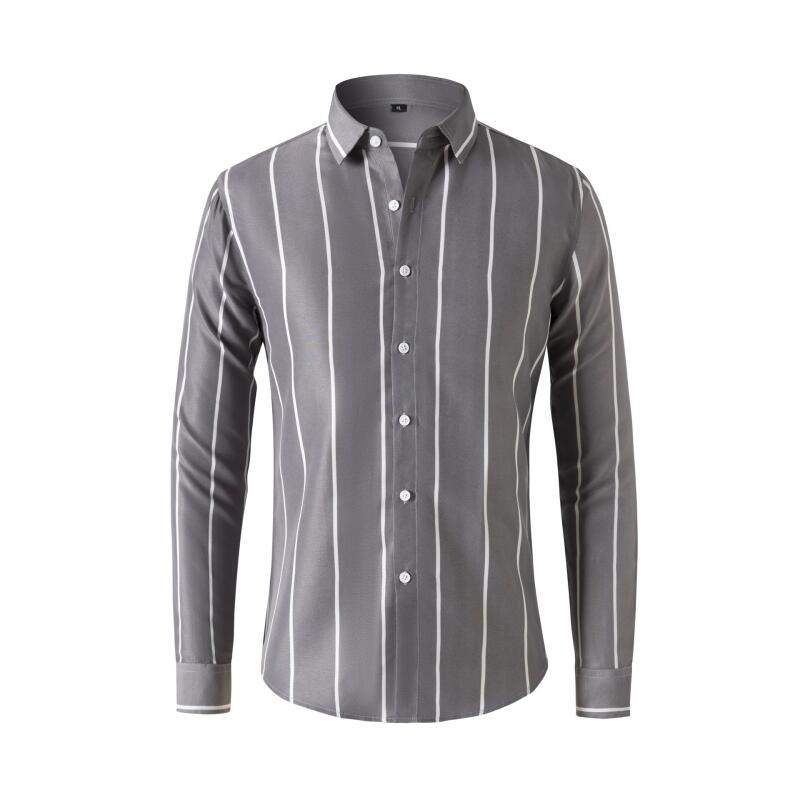 Mens Fashion Dress Shirts - Herren Gestreiftes Hemd Langarm Slim Fit