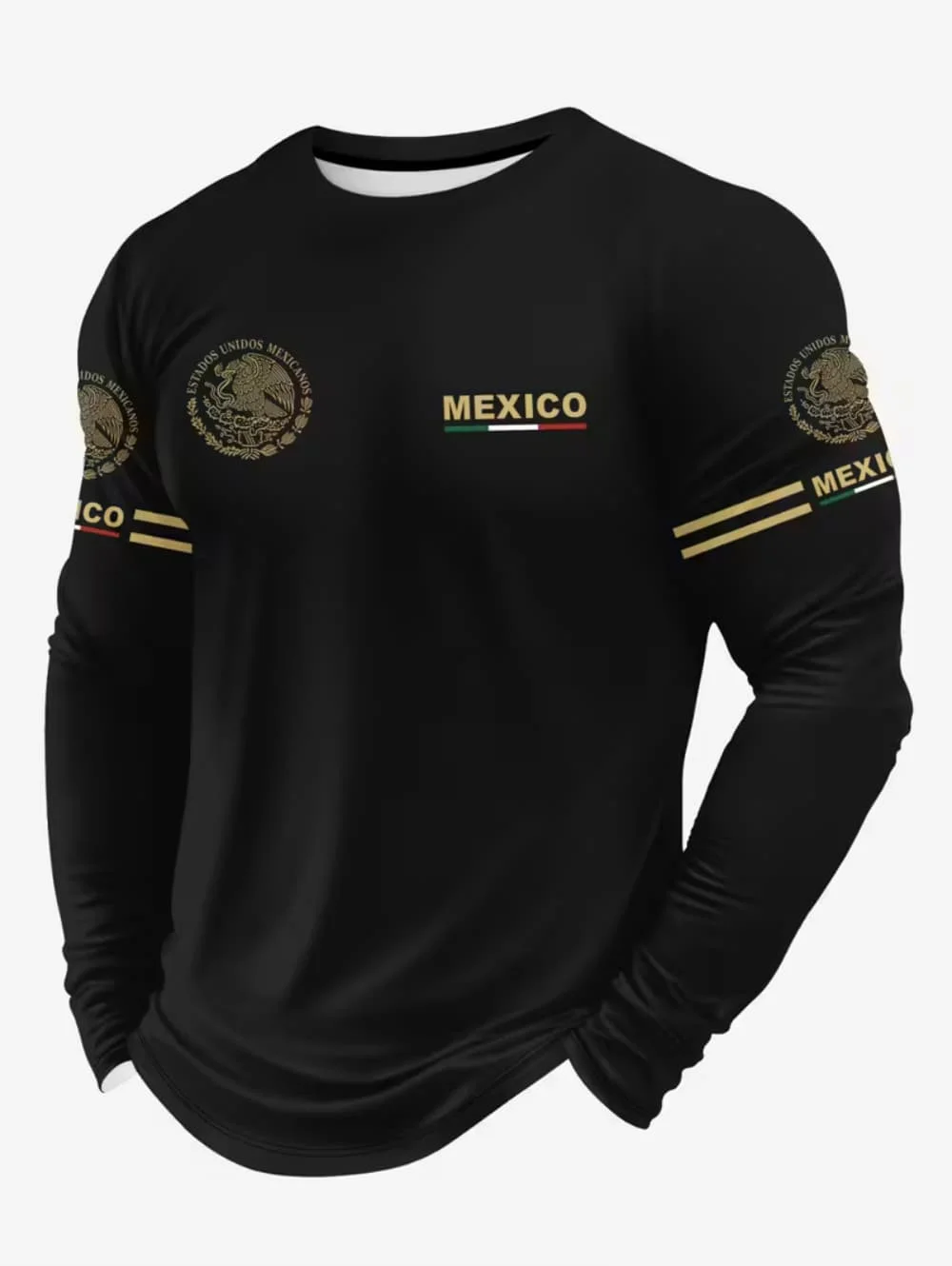Men'S Tops Fashion - Herren-T-Shirt mit Mexiko-Adler-Print, modisches, bequemes Langarm-T-Shirt,