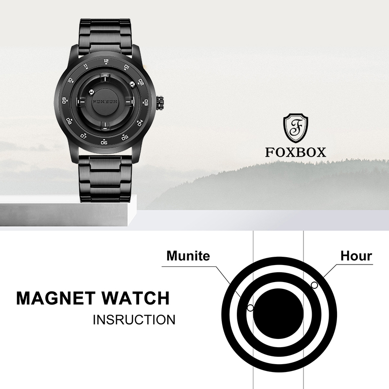 Fashion Mens Watches - LIGE FOXBOX Modische Herren-Magnetuhr Einzigartiges Zifferblatt