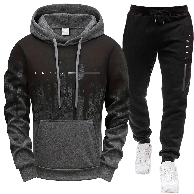 Paris Fashion Men - Herren-Set/Hoodie/Hose Paris Neu im Casual-Stil Kapuzen-Trainingsanzug