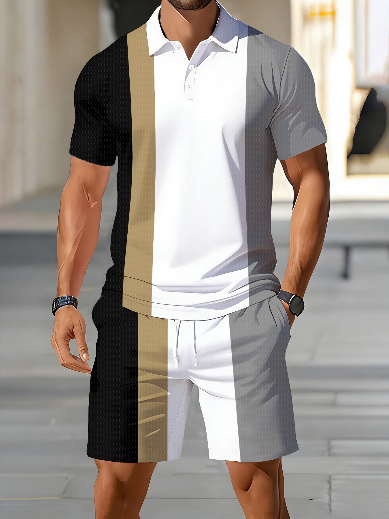 Men'S Fashion Polo - 2026 Sommer Amerikanisches Herren-Poloshirt-Set für Sport