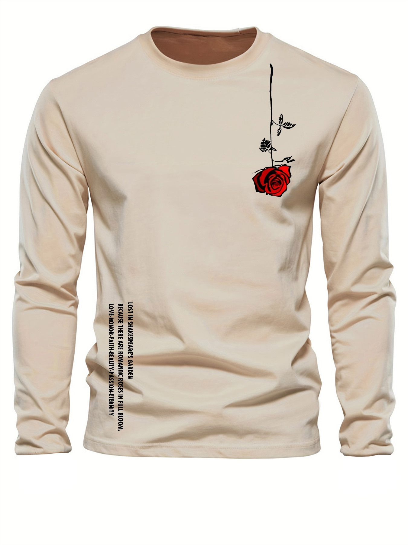 Men'S Fashion Undershirt - 100 % reine Baumwolle, langärmelig, Rundhalsausschnitt,