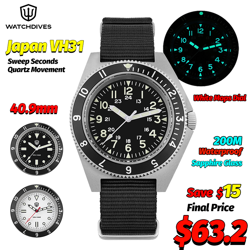 Fashion Mens Watches - Watchdives WD1972 Quarzuhr, Saphir, leuchtende Herrenuhren,