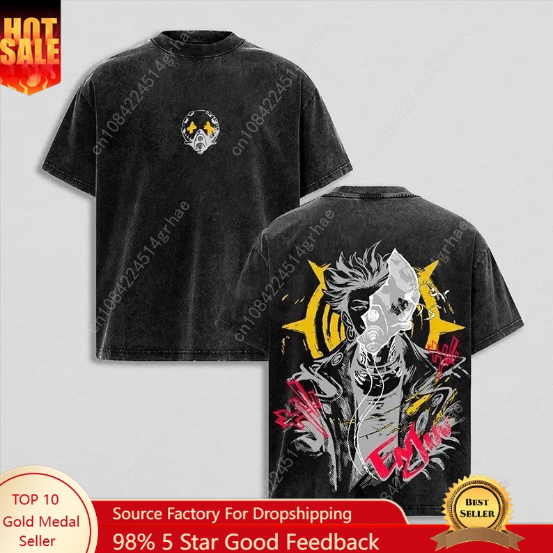 Men'S Fashion Oversized T Shirt - Gachiakuta Vintage Anime Washed Shirt Anime-Liebhaber