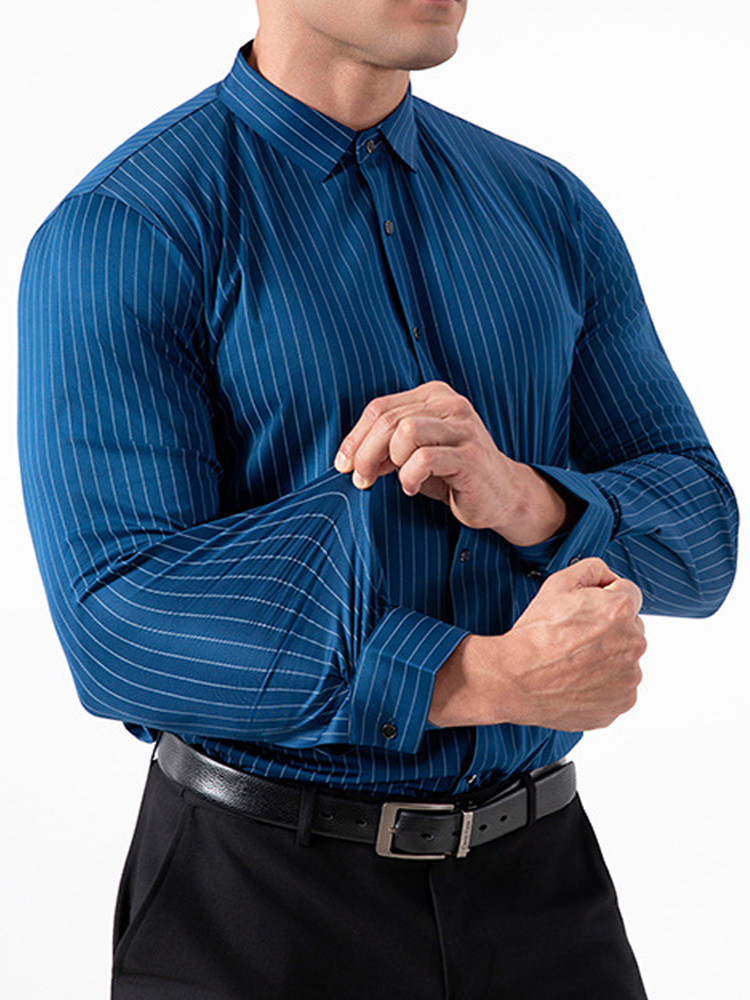 Retro Gestreifte Knitterfreie  – Mens Fashion Dress Shirts Bewertung und Preis