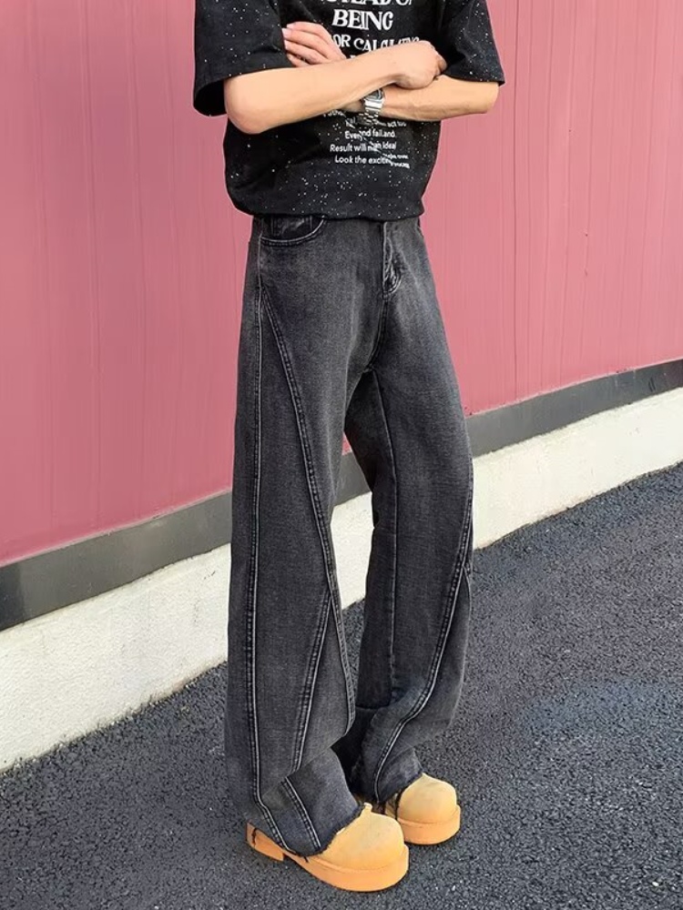 2026 Y2K Mode Schwarz-Graue Sl – Men'S Fashion Grey Jeans Bewertung und Preis