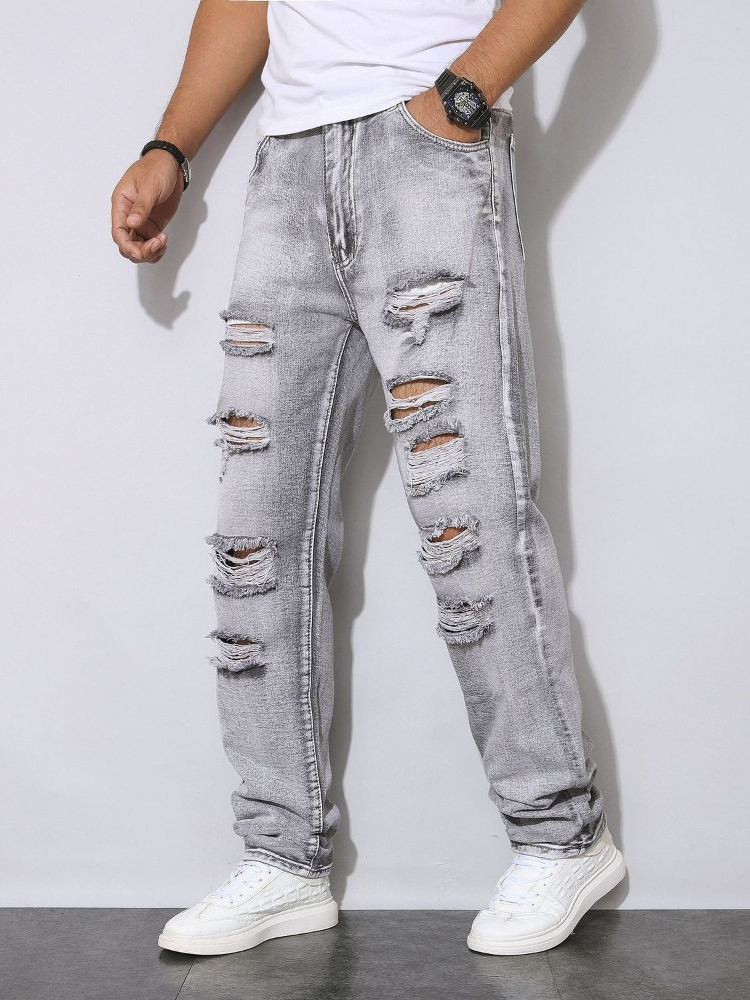 Herren Herbst-Winter Distresse – Men'S Fashion Grey Jeans Bewertung und Preis