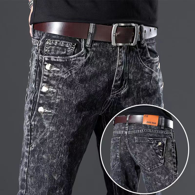 Klassische schlanke Vintage-Mo – Men'S Fashion Grey Jeans Bewertung und Preis