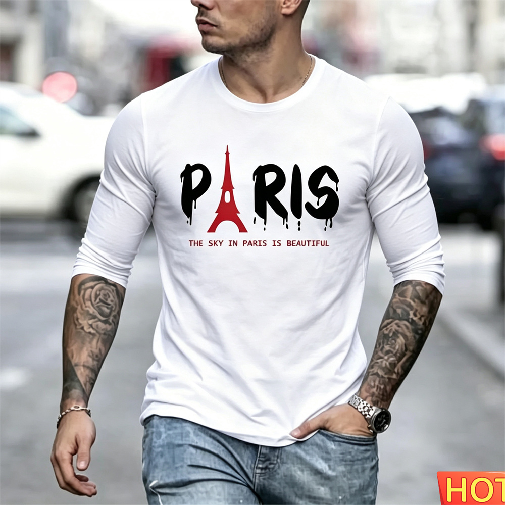 Herbstliches Herren-Langarm-T- – Paris Fashion Men Bewertung und Preis