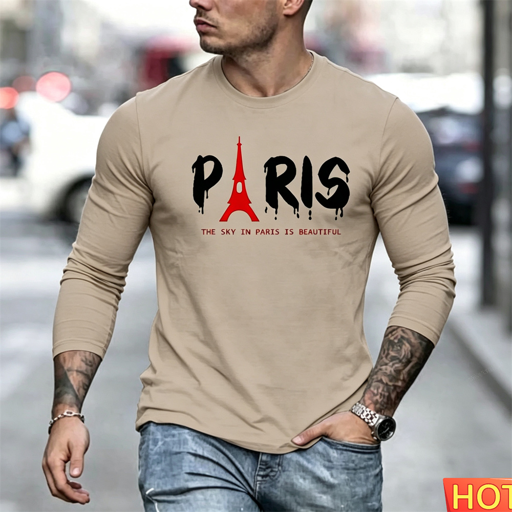 Herbstliches Herren-Langarm-T- – Paris Fashion Men Bewertung und Preis