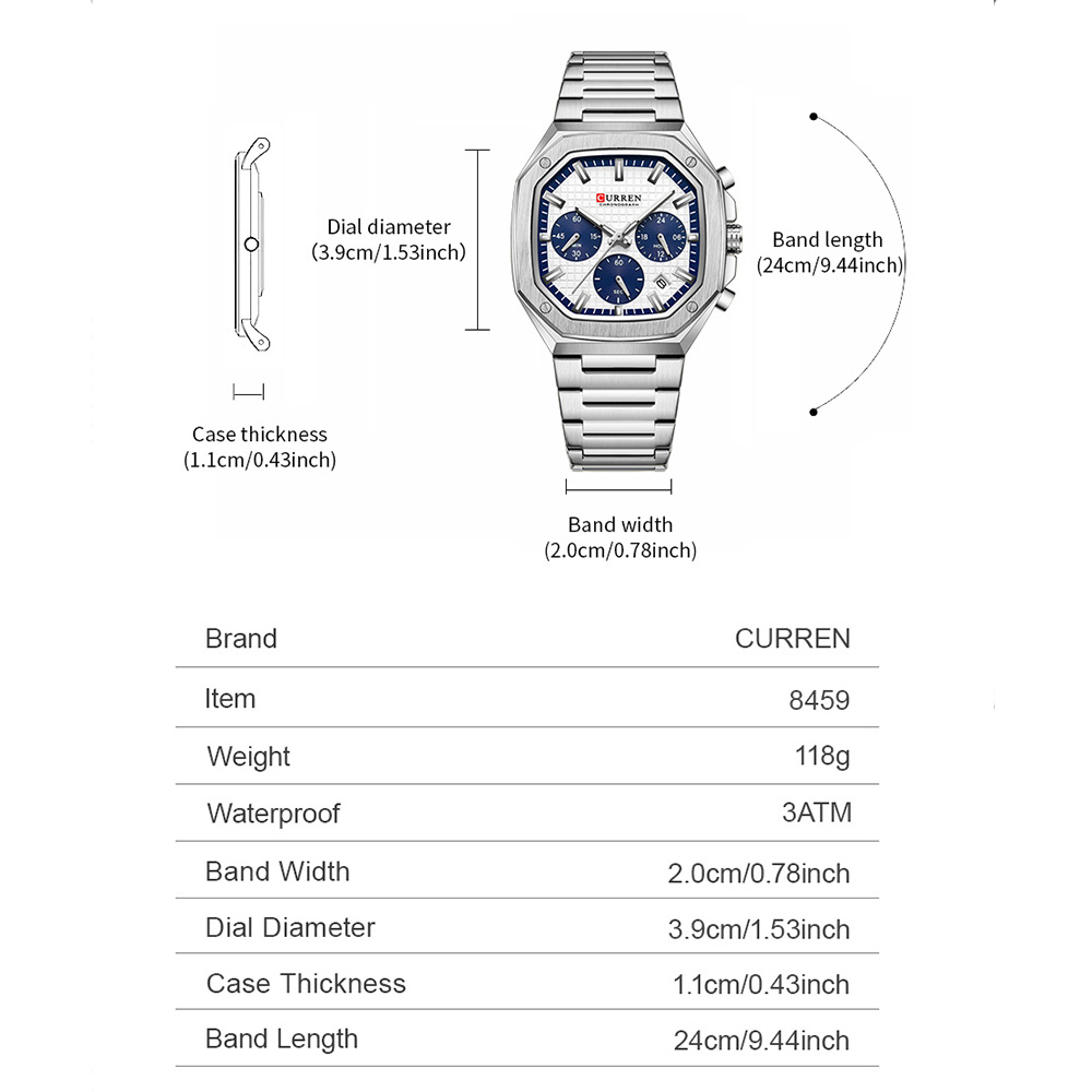 CURREN Luxuriöse quadratische  – Fashion Mens Watches Bewertung und Preis